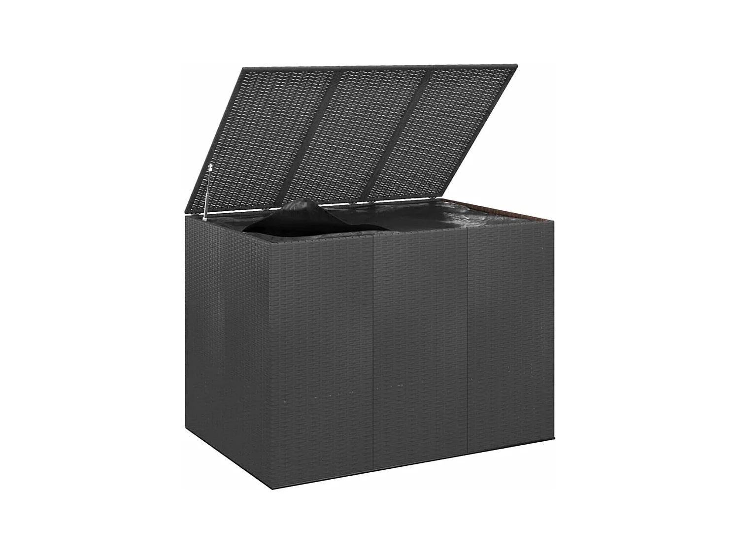 Boîte à coussins de jardin Résine tressée 145x100x103 Noir