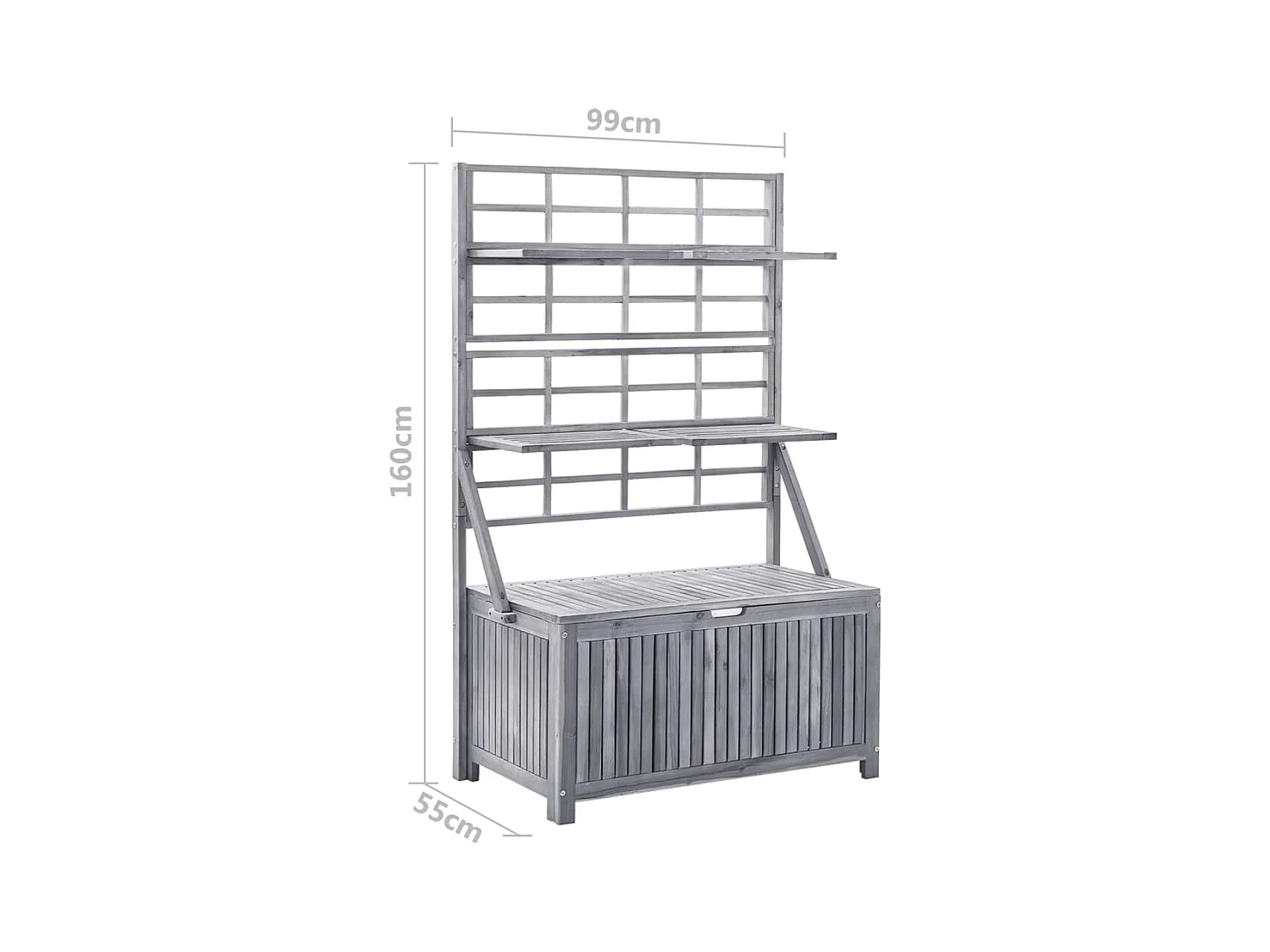 Boîte de rangement avec treillis Gris 99x55x160 Bois d'acacia