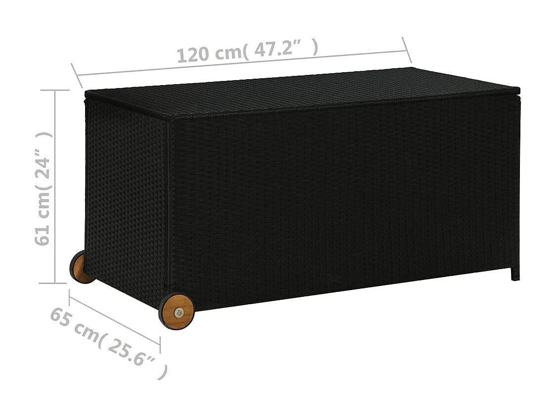 Boîte de rangement de jardin Noir 120x65x61 Résine tressée