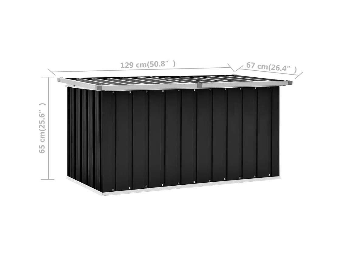 Boîte de rangement de jardin Anthracite 129x67x65