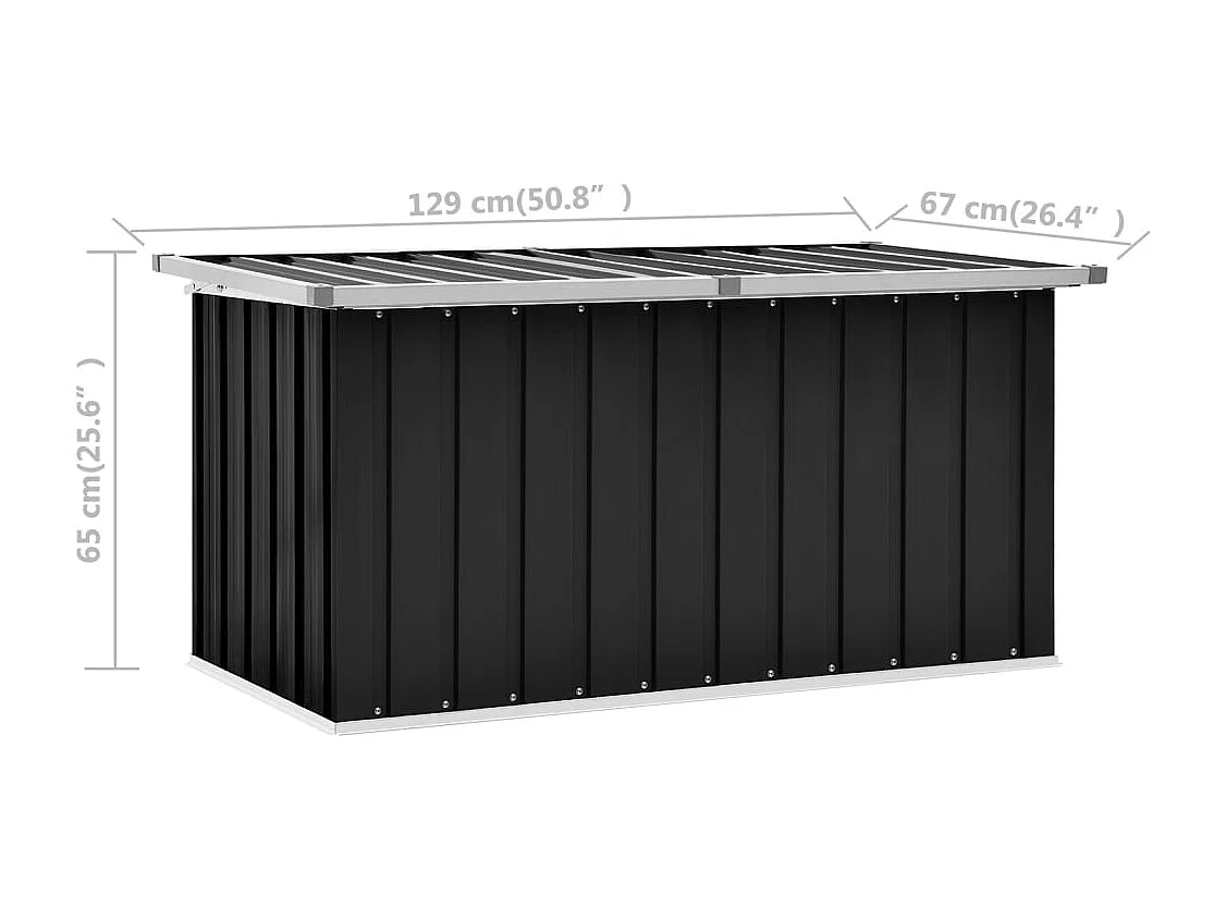Boîte de rangement de jardin Anthracite 129x67x65