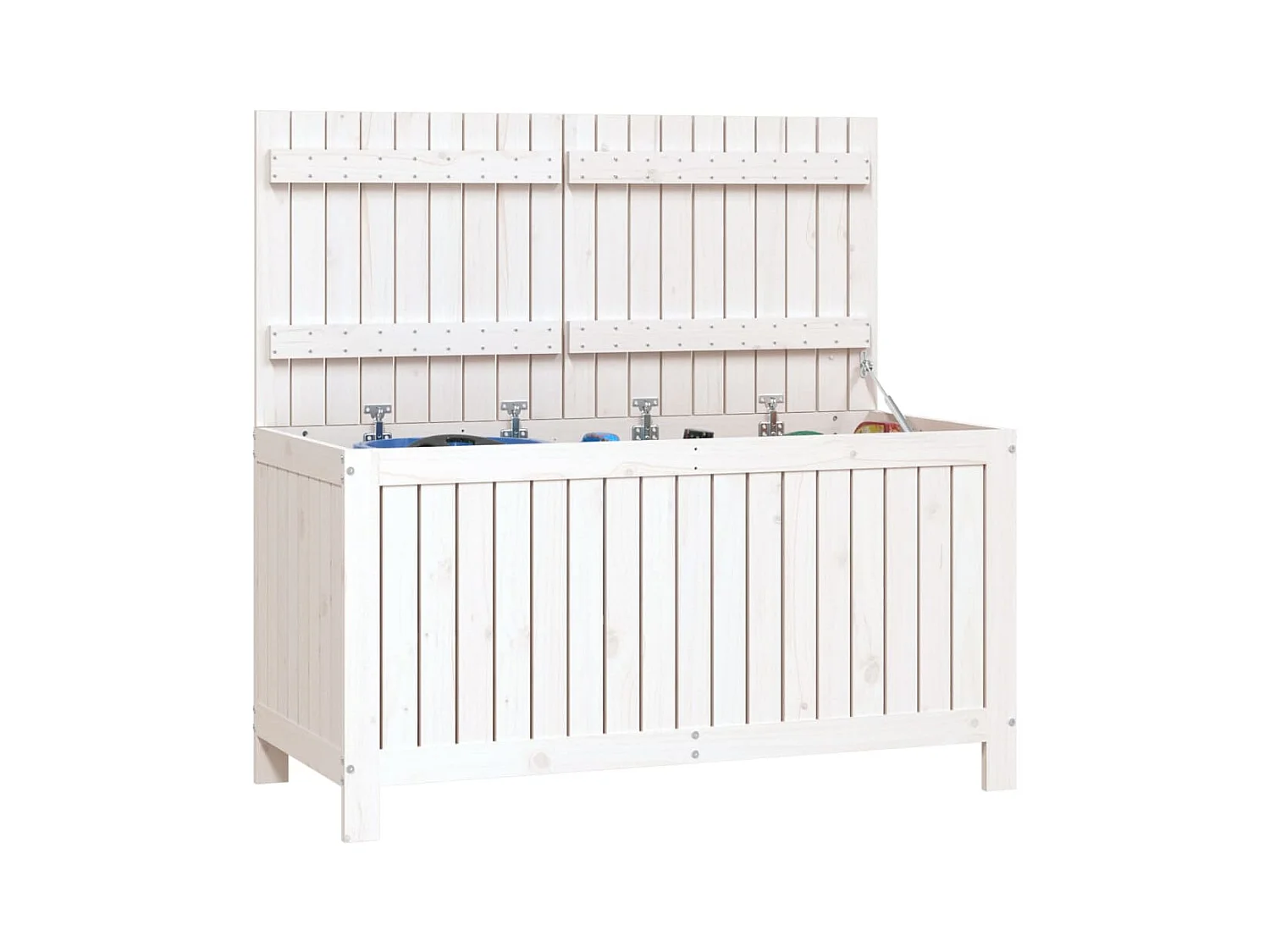 Boîte de rangement de jardin Blanc 121x55x64 Bois de pin
