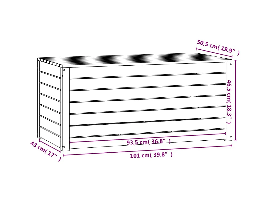 Boîte de jardin noir 101x50,5x46,5 bois massif de pin