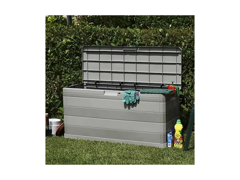 Coffre de rangement polypropylène gris clair Tinoa 117cm