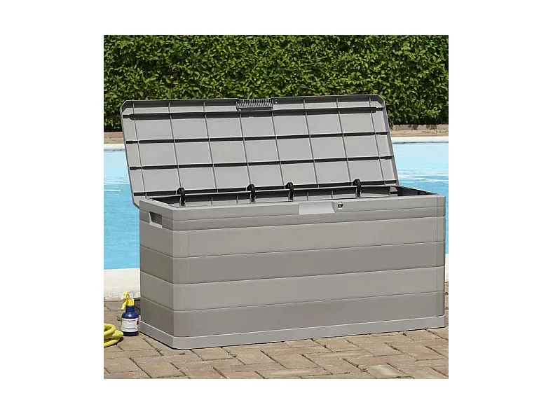 Coffre de rangement polypropylène gris clair Tinoa 117cm