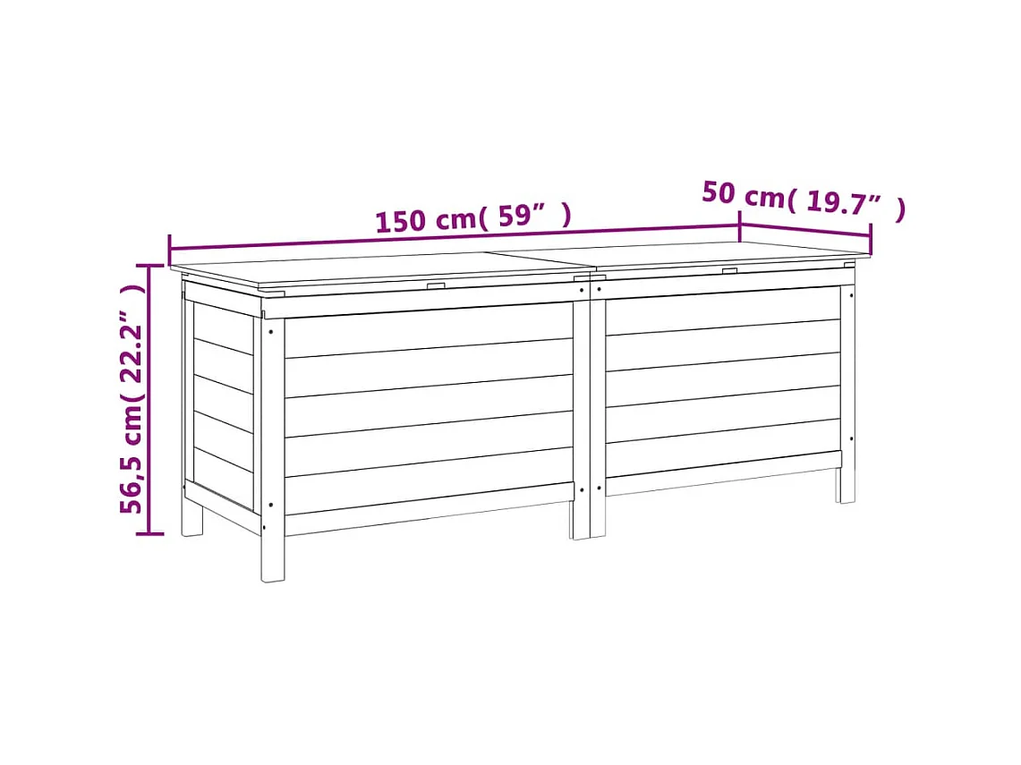 Boîte de rangement de jardin anthracite bois massif sapin