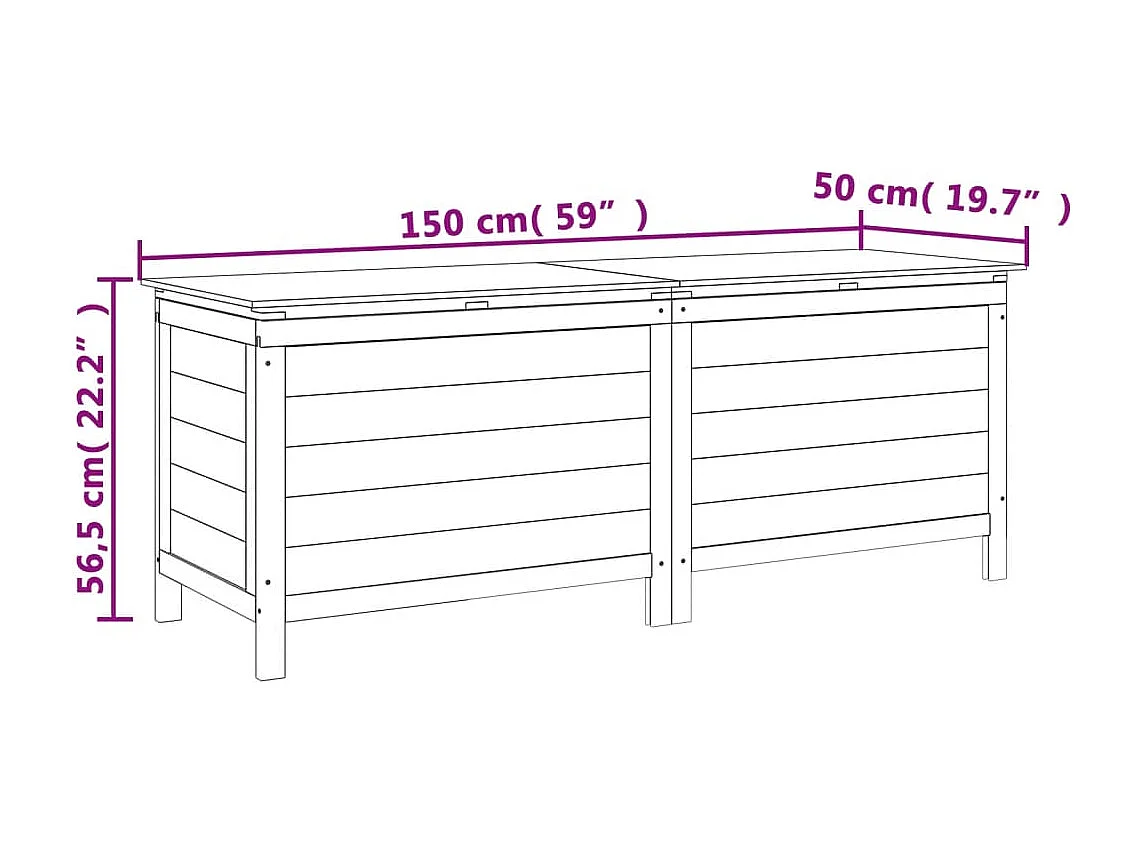 Boîte de rangement de jardin anthracite bois massif sapin