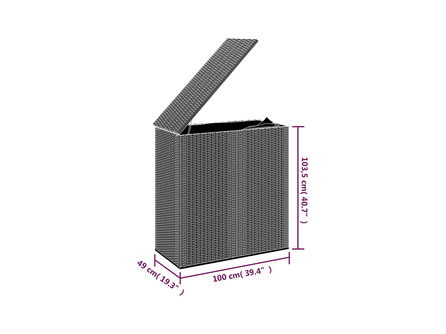 Boîte à coussins de jardin Résine tressée 100x49x103,5 Marron