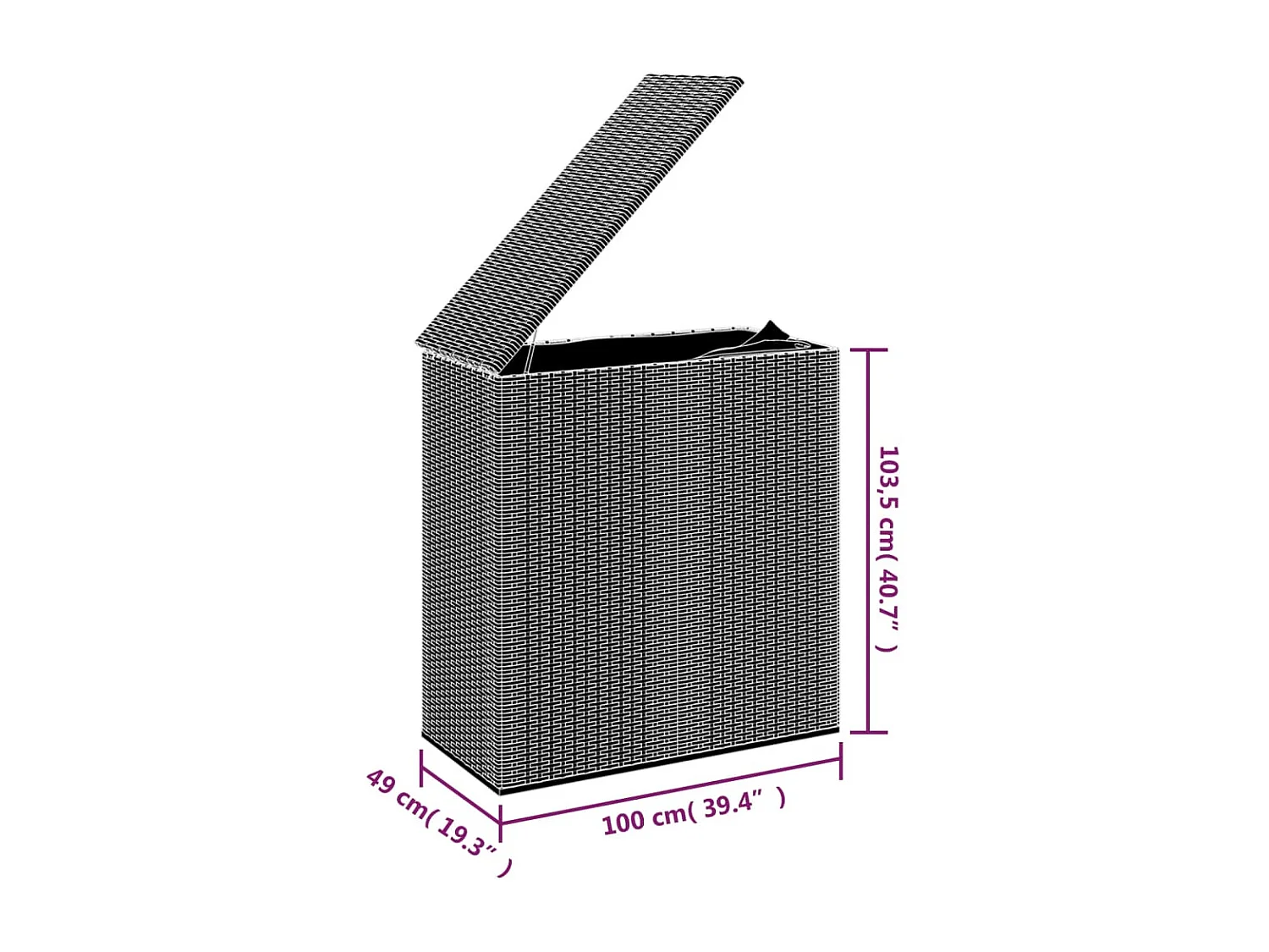 Boîte à coussins de jardin Résine tressée 100x49x103,5 Marron
