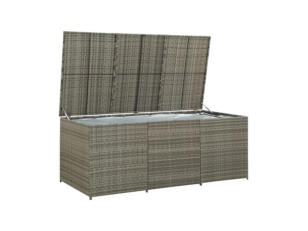 Coffre de rangement jardin résine tressée grise Zamen 180cm