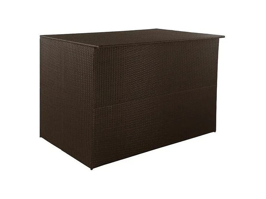 Coffre de rangement jardin résine tressée marron Zamen