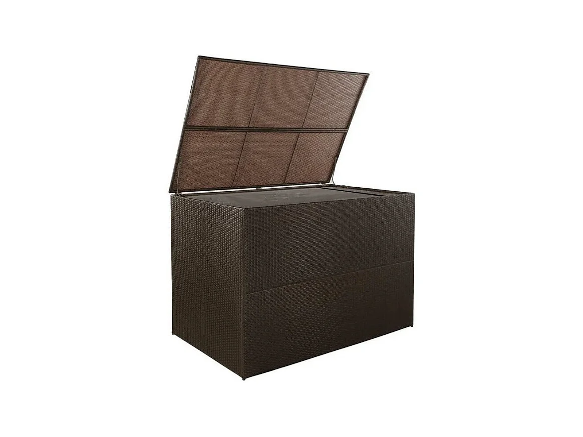 Coffre de rangement jardin résine tressée marron Zamen