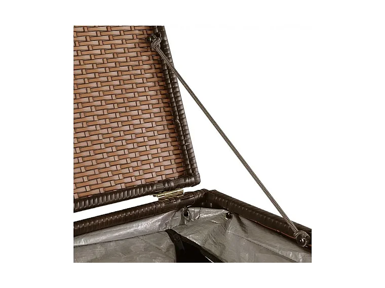 Coffre de rangement jardin résine tressée marron Zamen