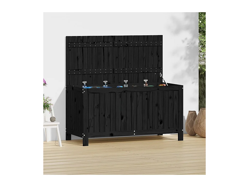 Boîte de rangement de jardin Noir 121x55x64 Bois massif pin