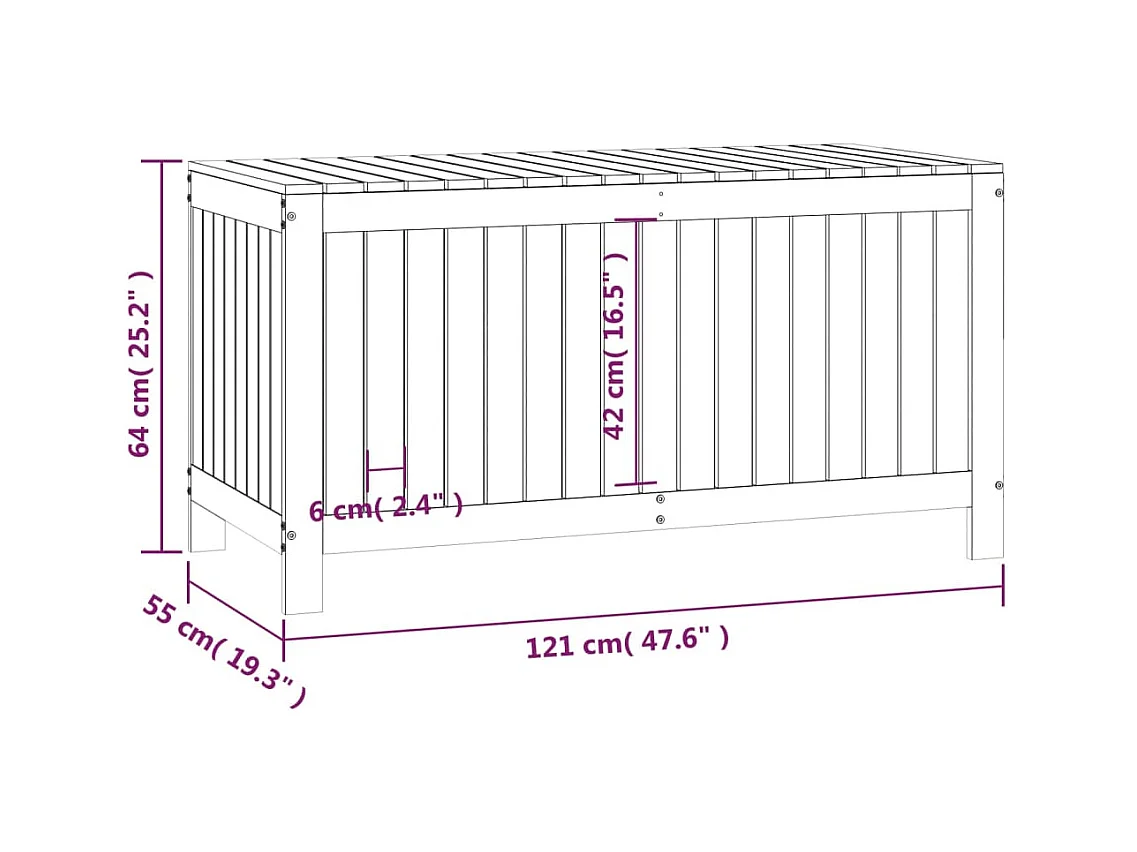 Boîte de rangement de jardin Noir 121x55x64 Bois massif pin