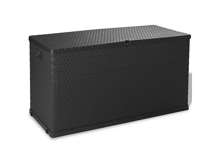 Coffre de rangement extérieur en polypropylène gris effet Rotin – Praticité et élégance