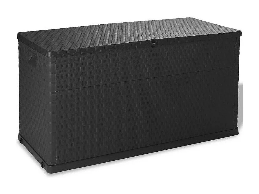 Coffre de rangement extérieur en polypropylène gris effet Rotin – Praticité et élégance