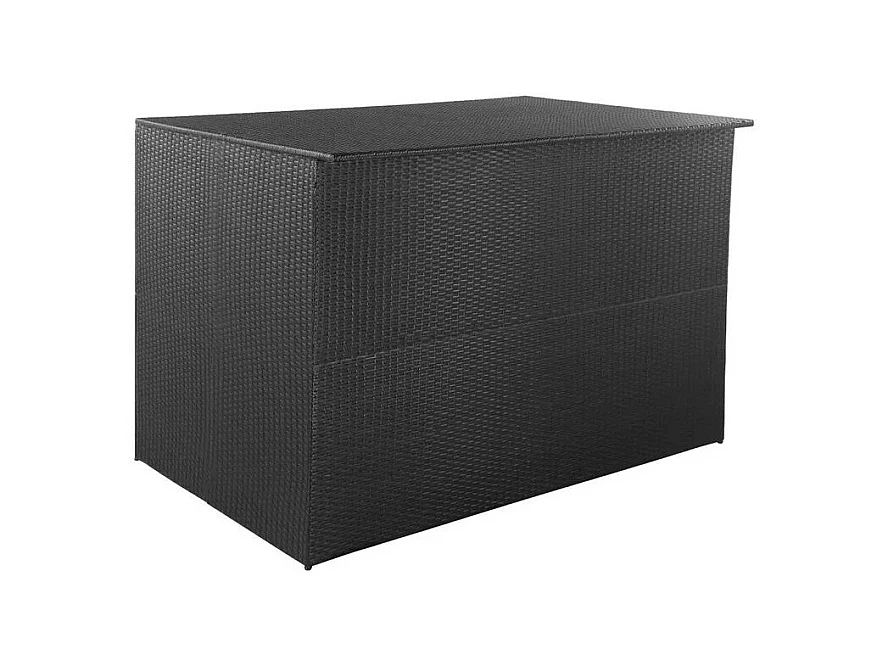 Coffre de rangement jardin résine tressée noire Zamen