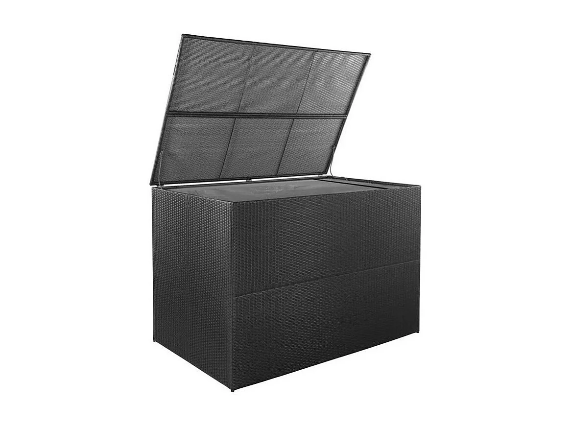 Coffre de rangement jardin résine tressée noire Zamen