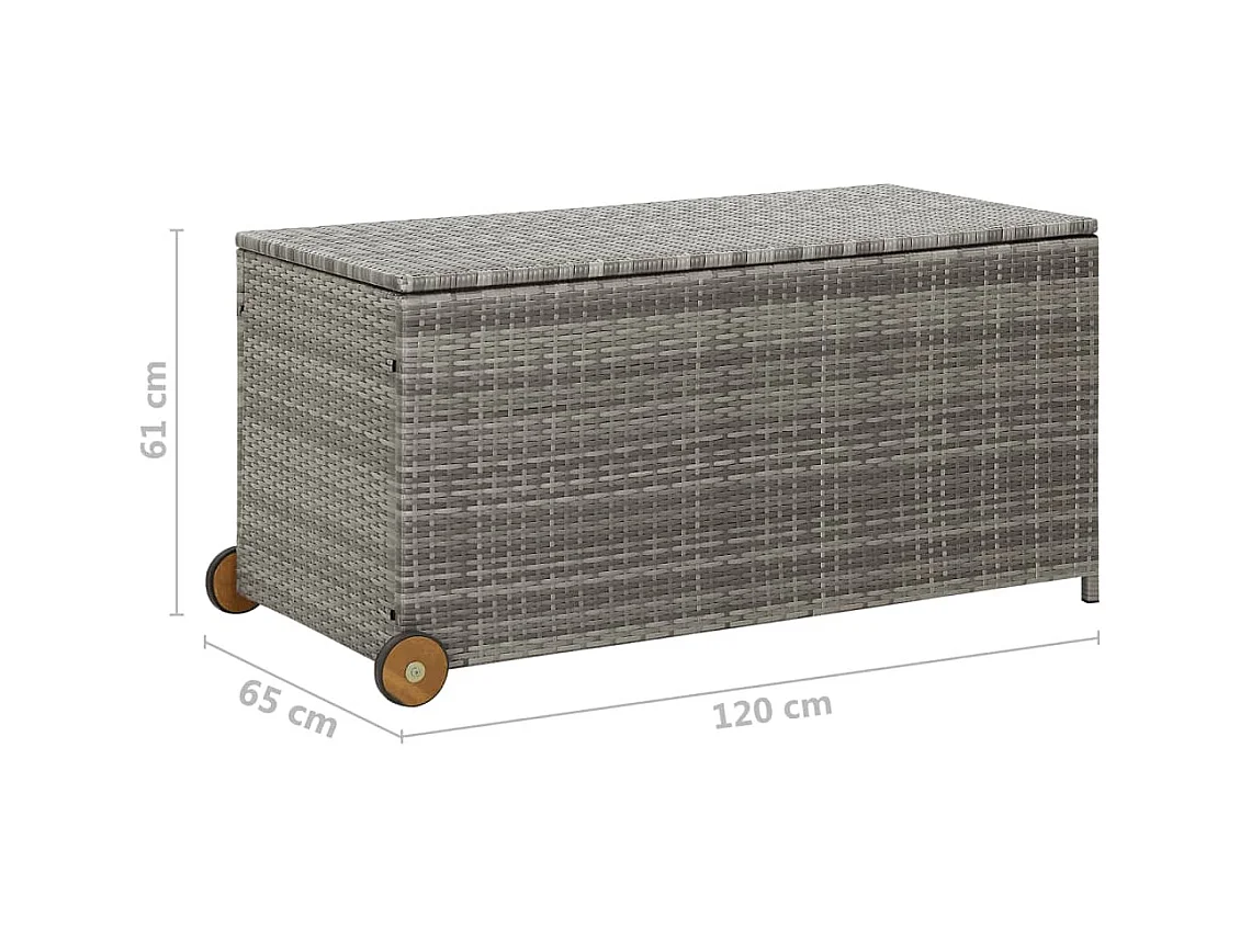 Boîte de rangement de jardin Gris clair 120x65x61 Rotin