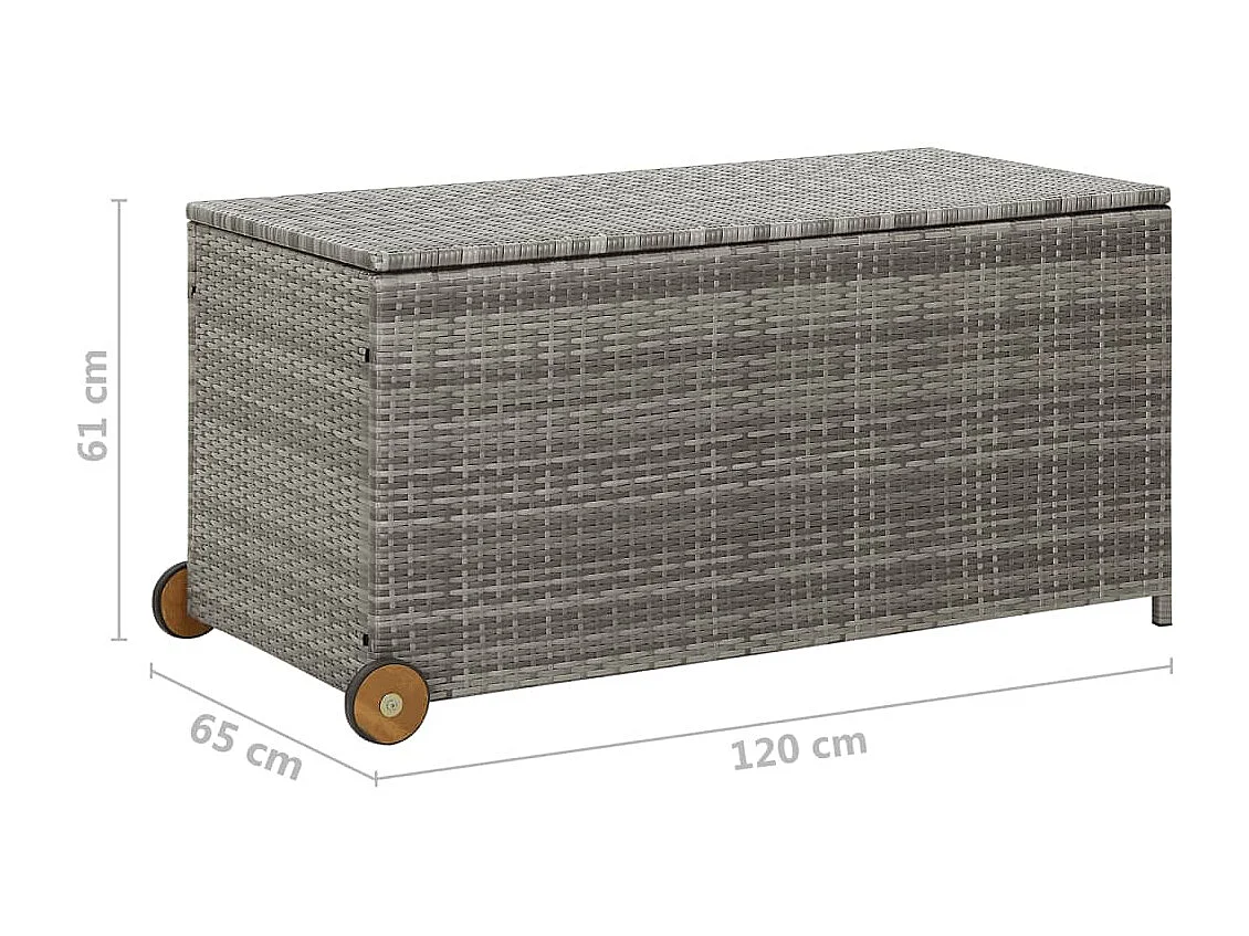 Boîte de rangement de jardin Gris clair 120x65x61 Rotin