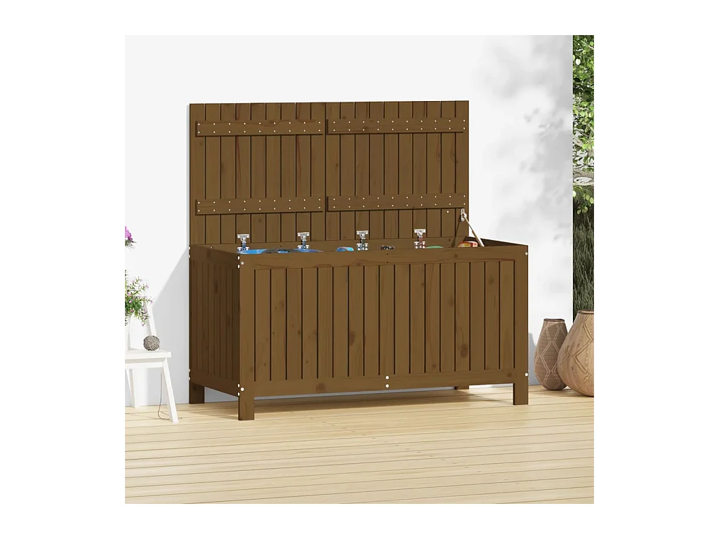 Boîte de rangement de jardin Marron miel 121x55x64 Bois pin
