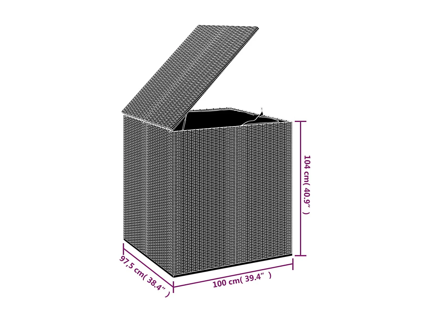 Boîte à coussins de jardin Résine tressée 100x97,5x104 Noir