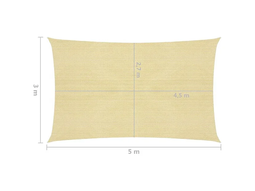 Voile d'ombrage 160 g-m² Beige 3x5 m PEHD