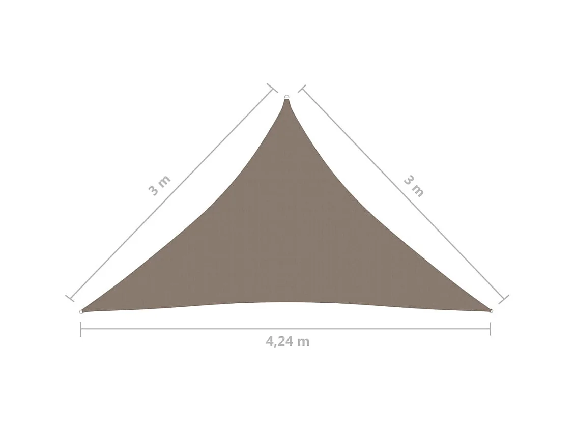 Voile de parasol Tissu Oxford triangulaire 3x3x4,24 m Taupe