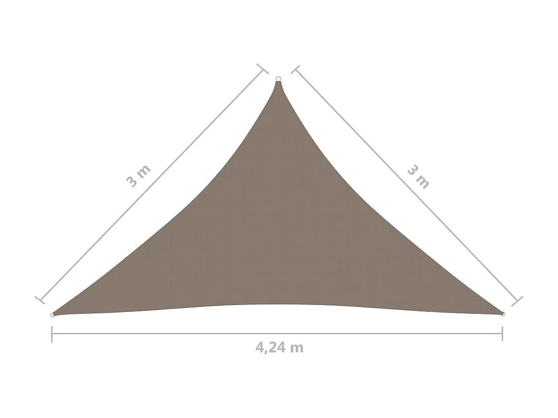 Voile de parasol Tissu Oxford triangulaire 3x3x4,24 m Taupe
