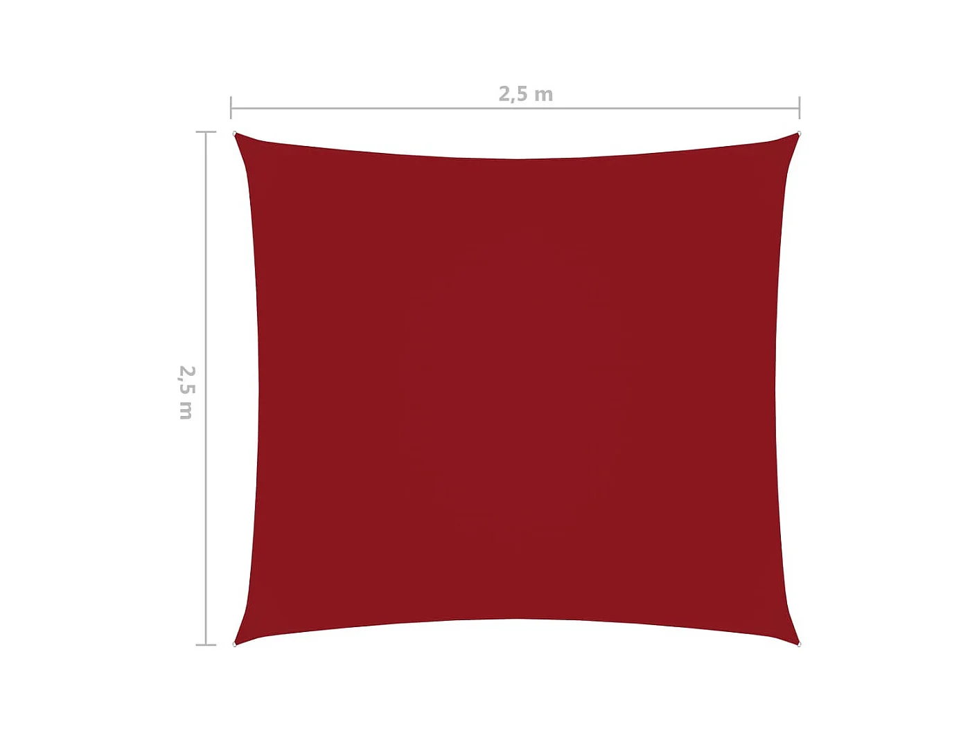 Voile de parasol Tissu Oxford carré 2,5x2,5 m Rouge