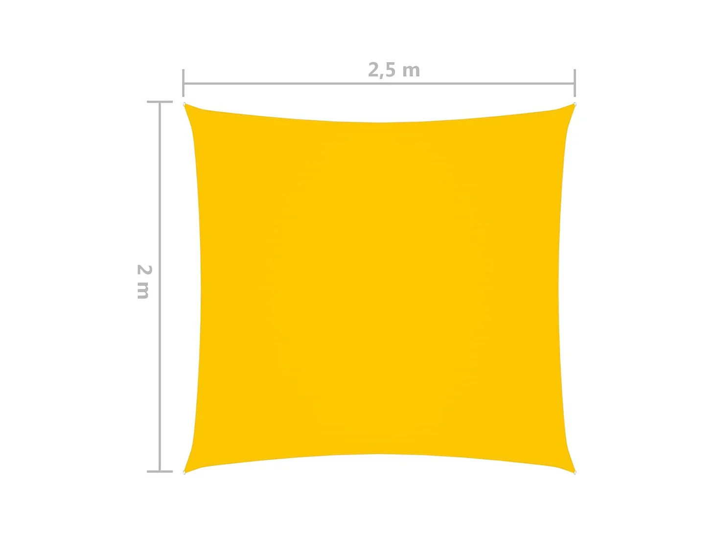Voile de parasol Tissu Oxford rectangulaire 2x2,5 m Jaune