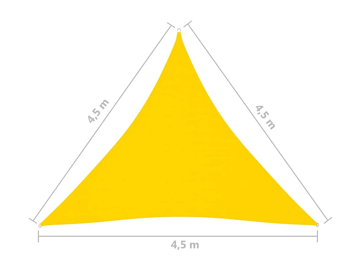 Voile de parasol Tissu Oxford triangulaire 4,5x4,5x4,5 m Jaune