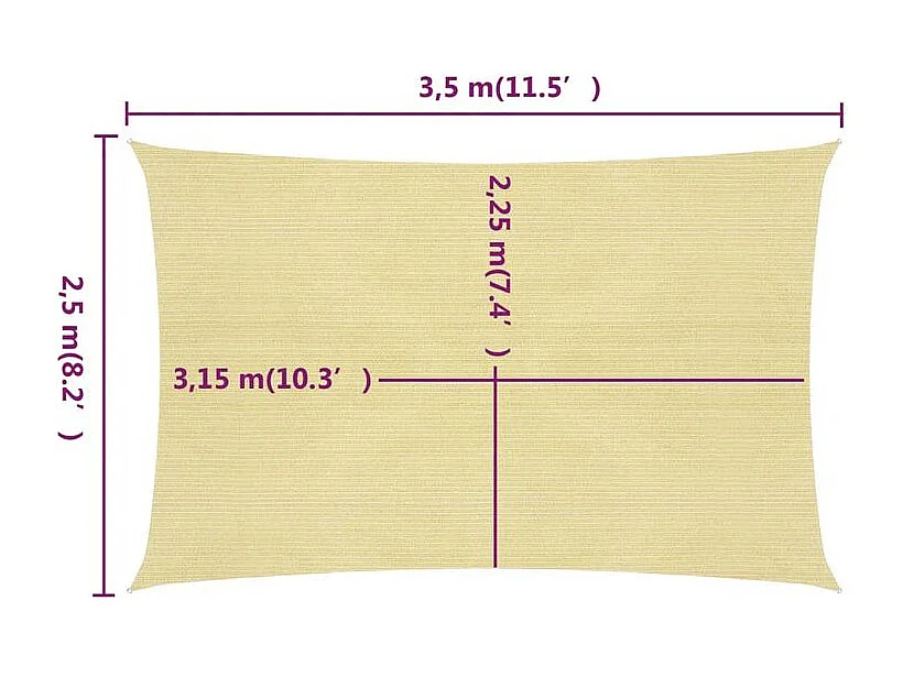 Voile d'ombrage 160 g-m² Beige 2,5x3,5 m PEHD