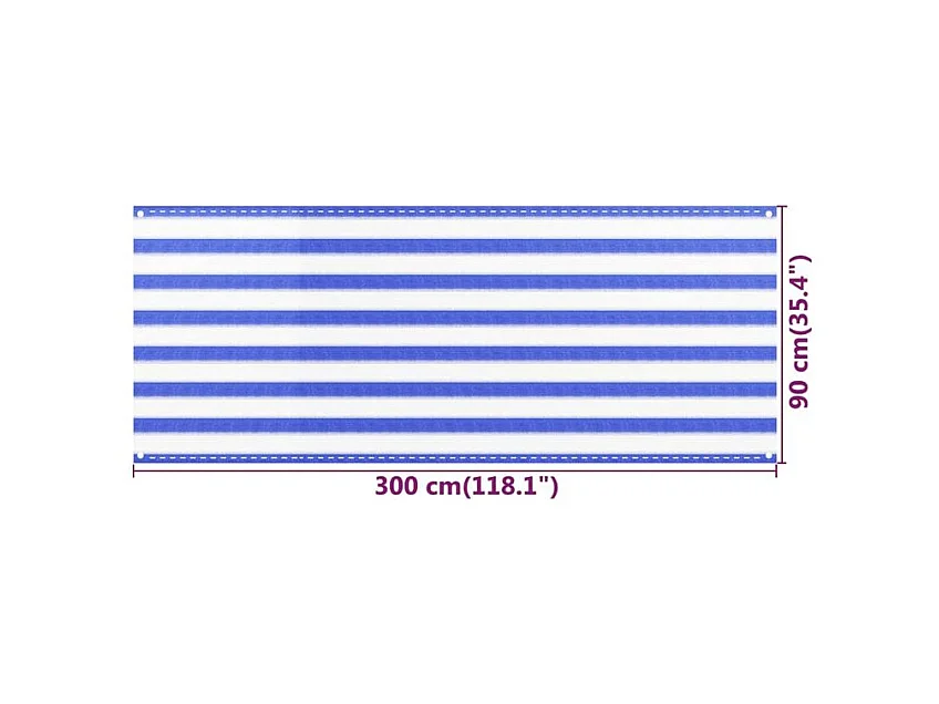 Écran de balcon Bleu et blanc 90x300 PEHD