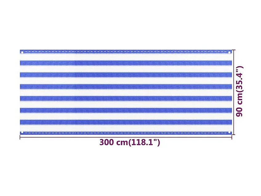 Écran de balcon Bleu et blanc 90x300 PEHD