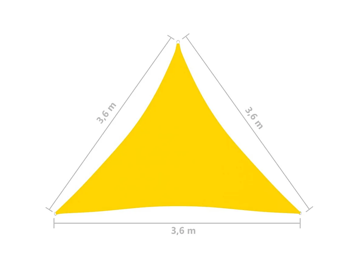 Voile de parasol Tissu Oxford triangulaire 3,6x3,6x3,6 m Jaune