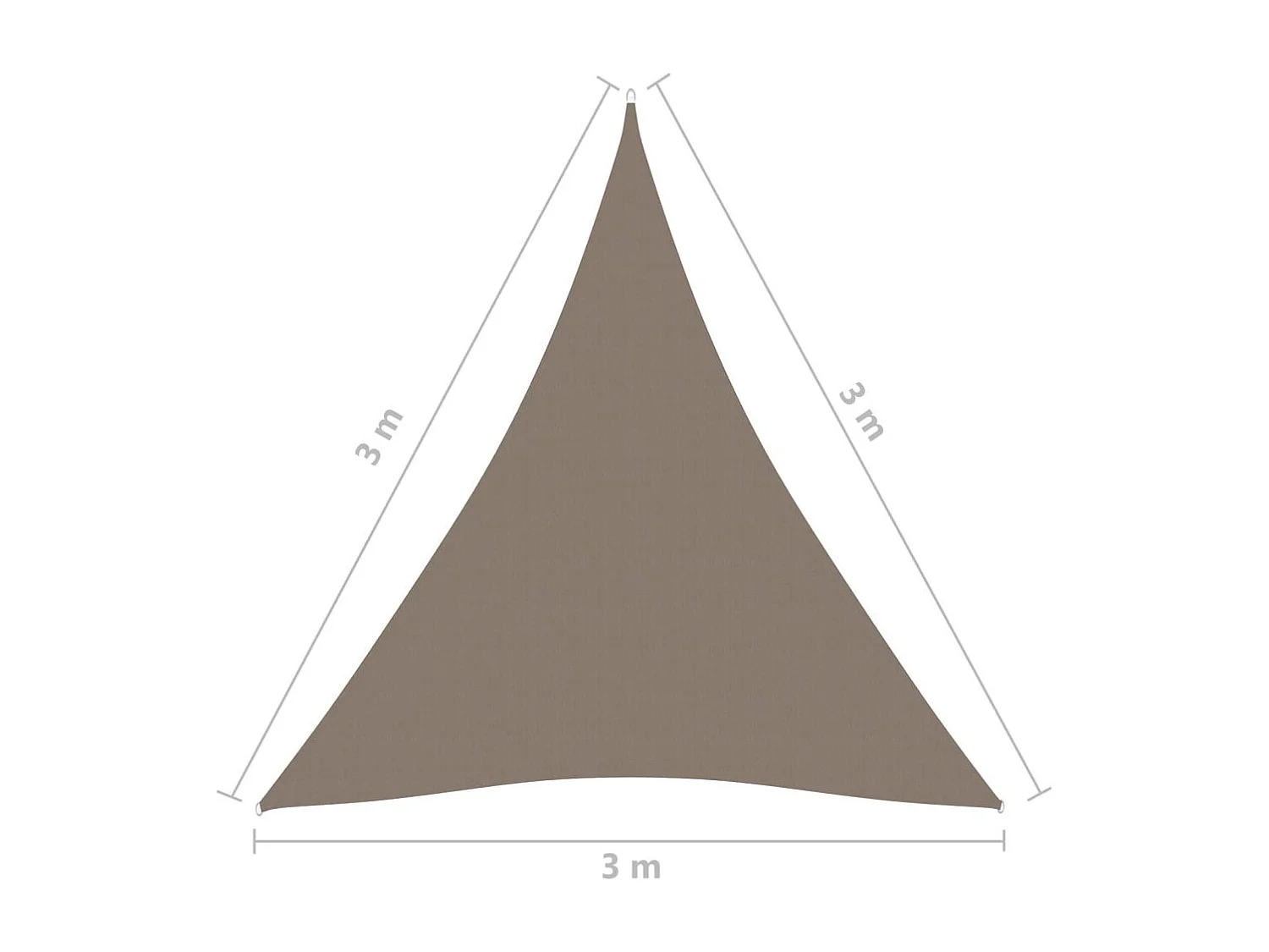 Voile de parasol Tissu Oxford triangulaire 3x3x3 m Taupe