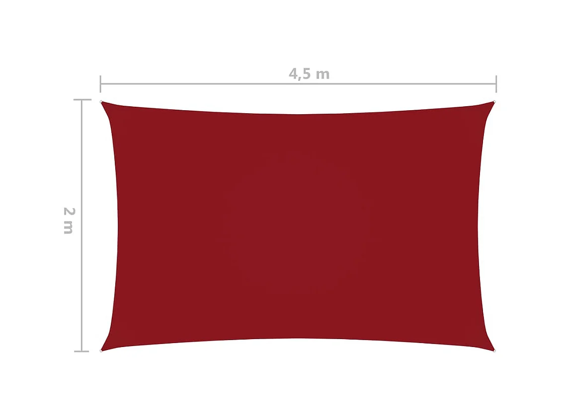 Voile de parasol Tissu Oxford rectangulaire 2x4,5 m Rouge