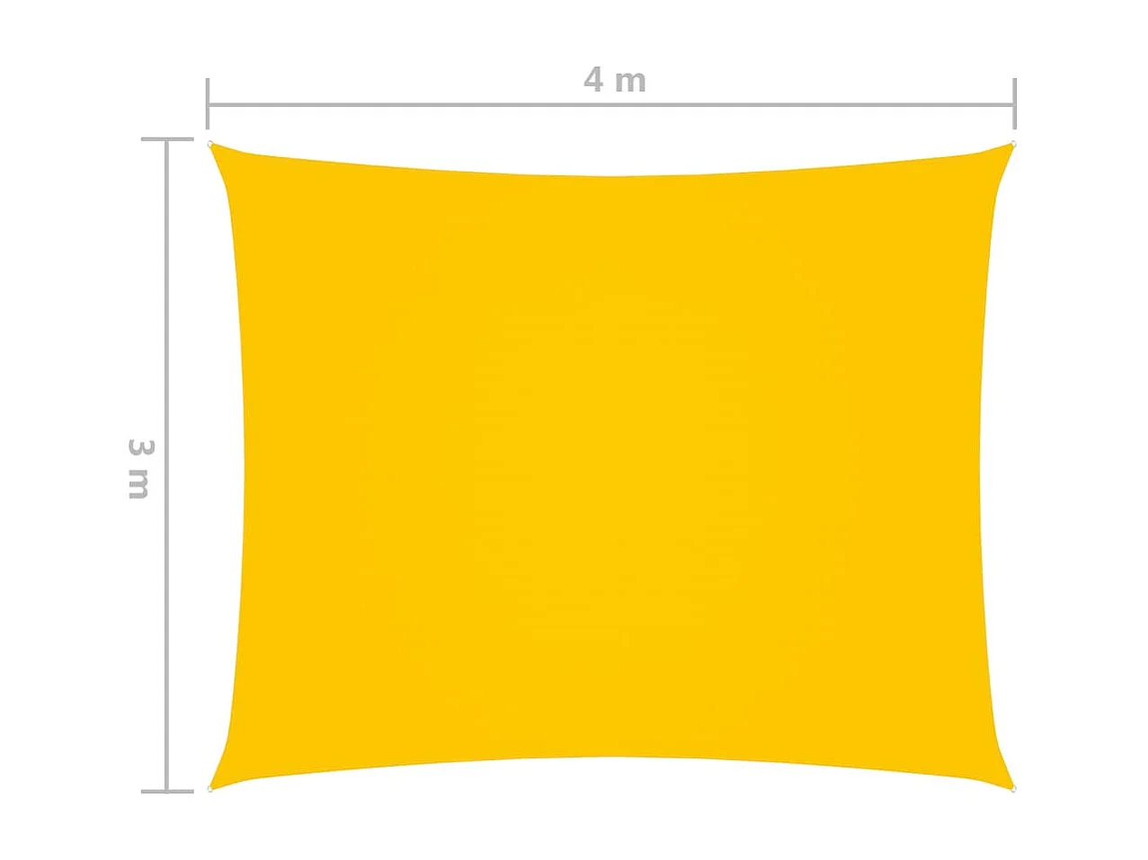 Voile de parasol Tissu Oxford rectangulaire 3x4 m Jaune