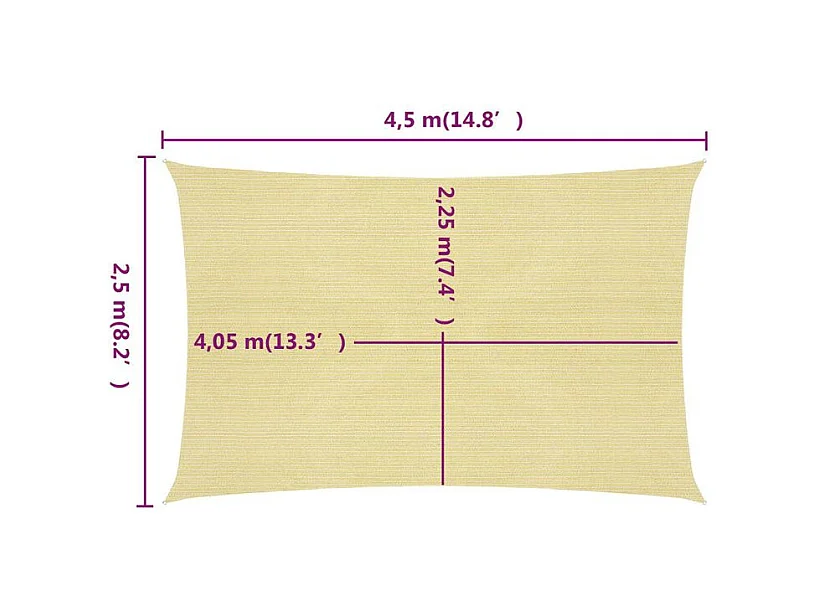 Voile d'ombrage 160 g-m² Beige 2,5x4,5 m PEHD