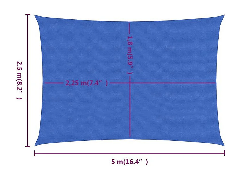 Voile d'ombrage 160 g-m² rectangulaire bleu 2,5x5 m PEHD