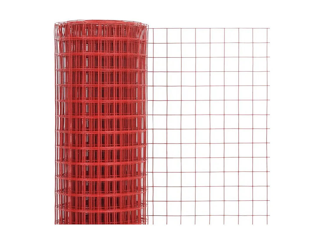 Grillage Acier avec revêtement en PVC 10x1,5 m Rouge