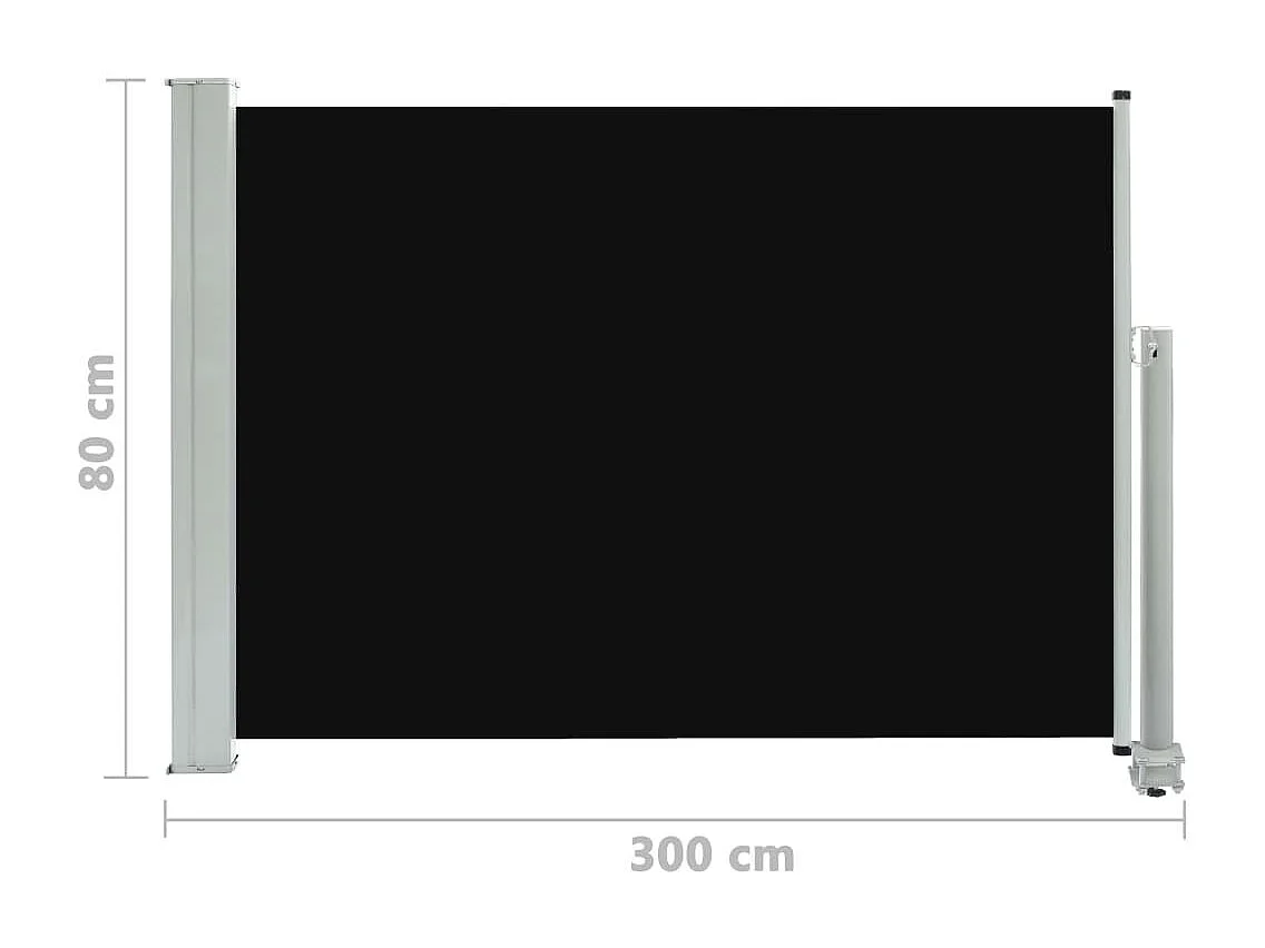 Auvent latéral rétractable de patio 80x300 Noir