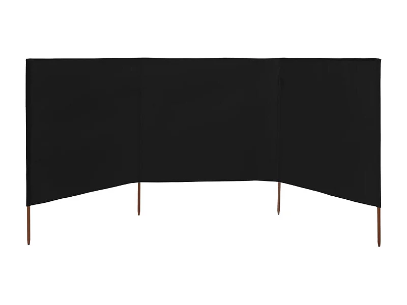 Paravent 3 panneaux Tissu 400x120 Noir