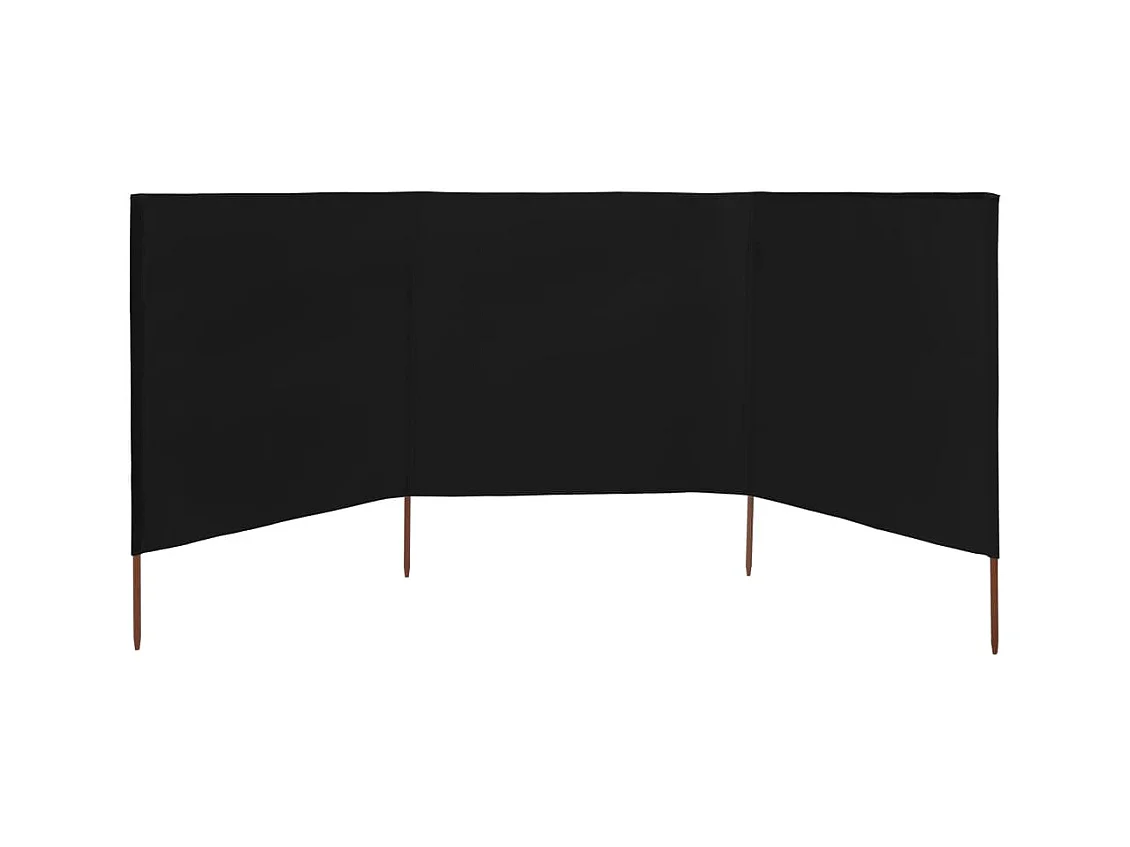 Paravent 3 panneaux Tissu 400x120 Noir
