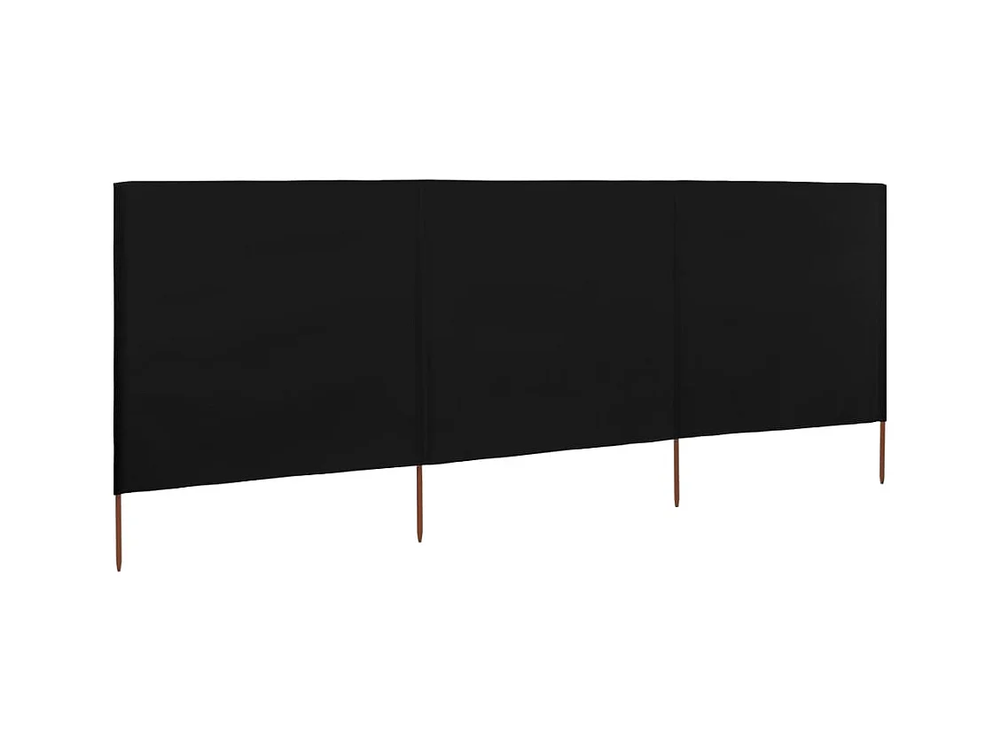 Paravent 3 panneaux Tissu 400x120 Noir