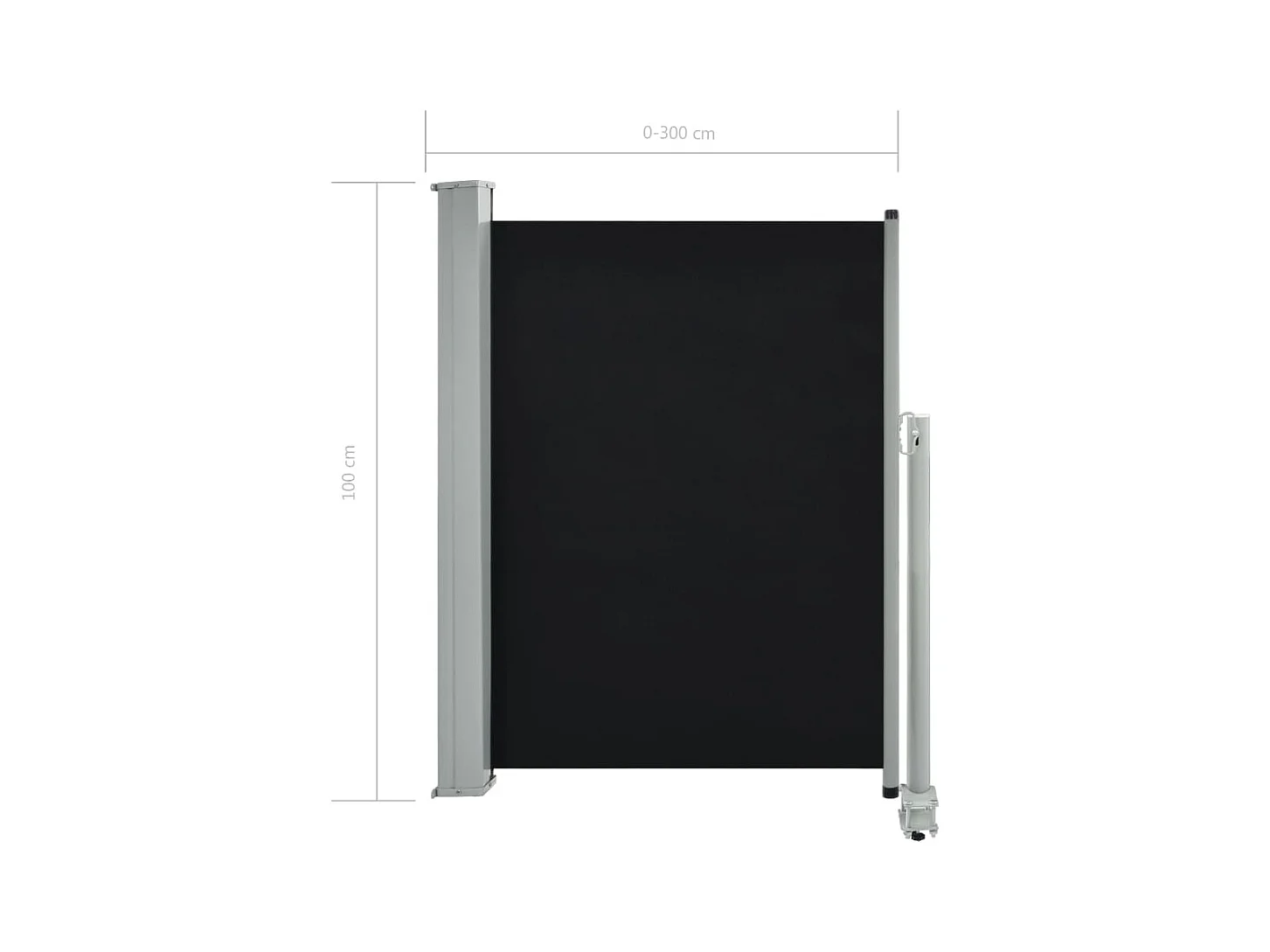 Auvent latéral rétractable de patio 100x300 Noir