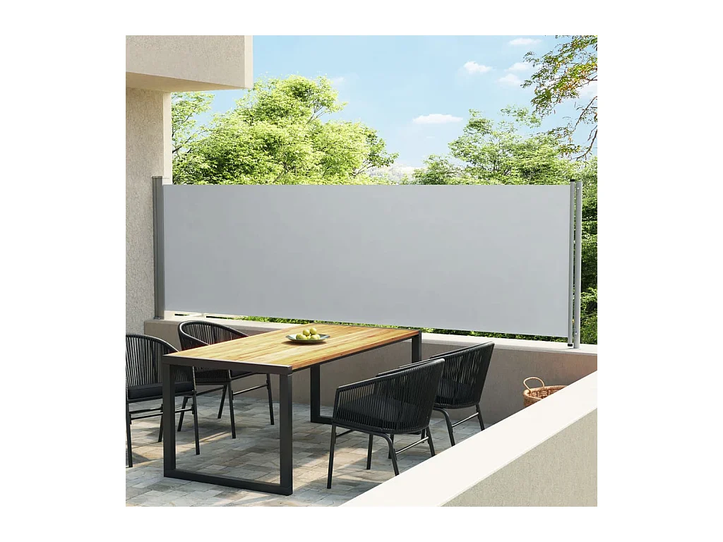 Auvent latéral rétractable de patio 140x600 Gris