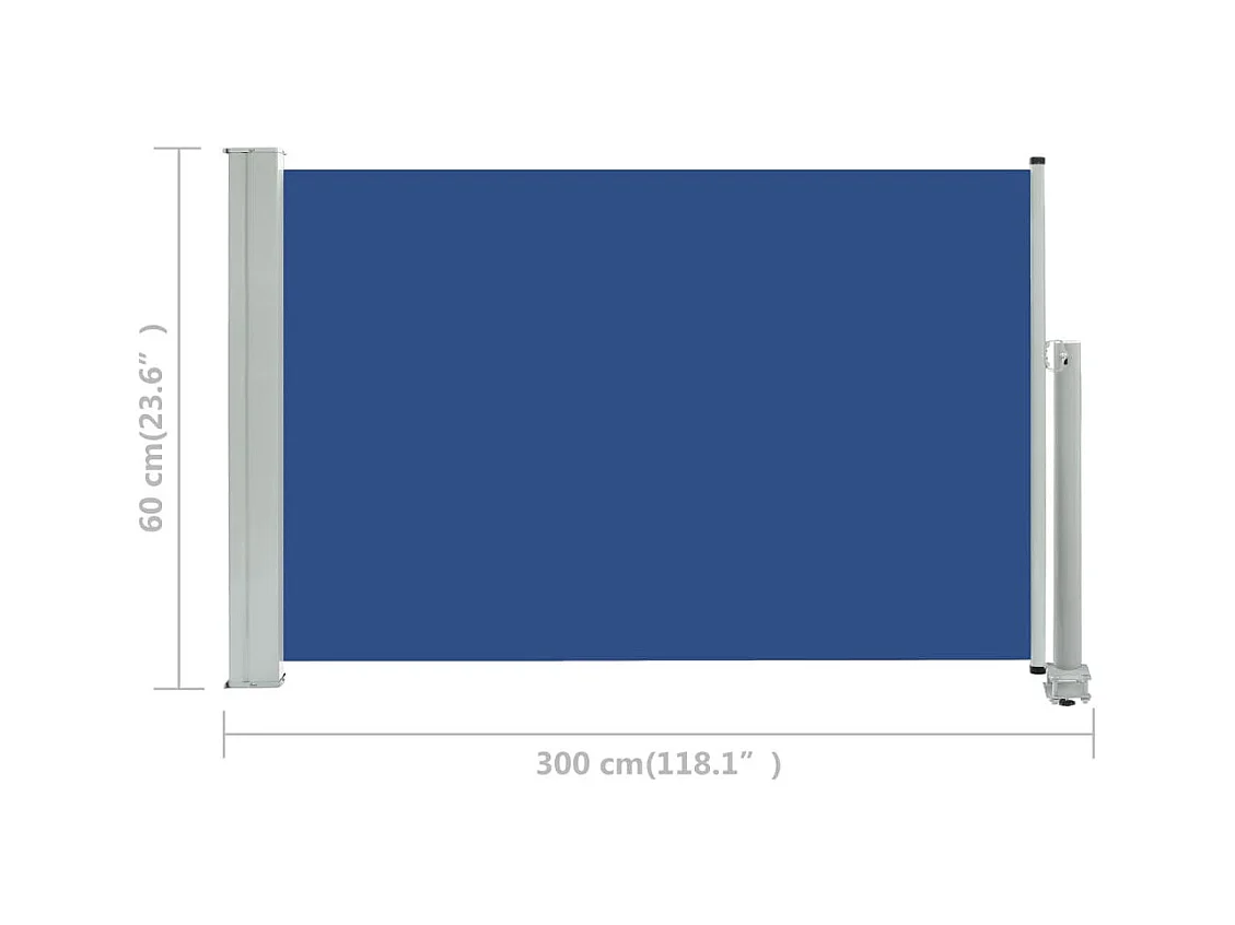 Auvent latéral rétractable de patio 60x300 Bleu
